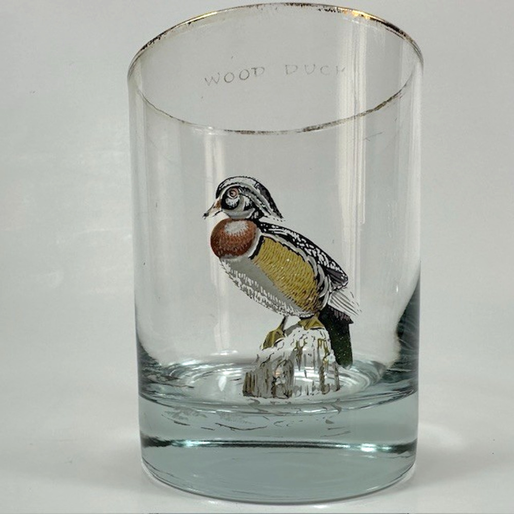 Ned Smith Wood Duck Lowball Rocks Whisky Glass Waterfowl MCM Vintage